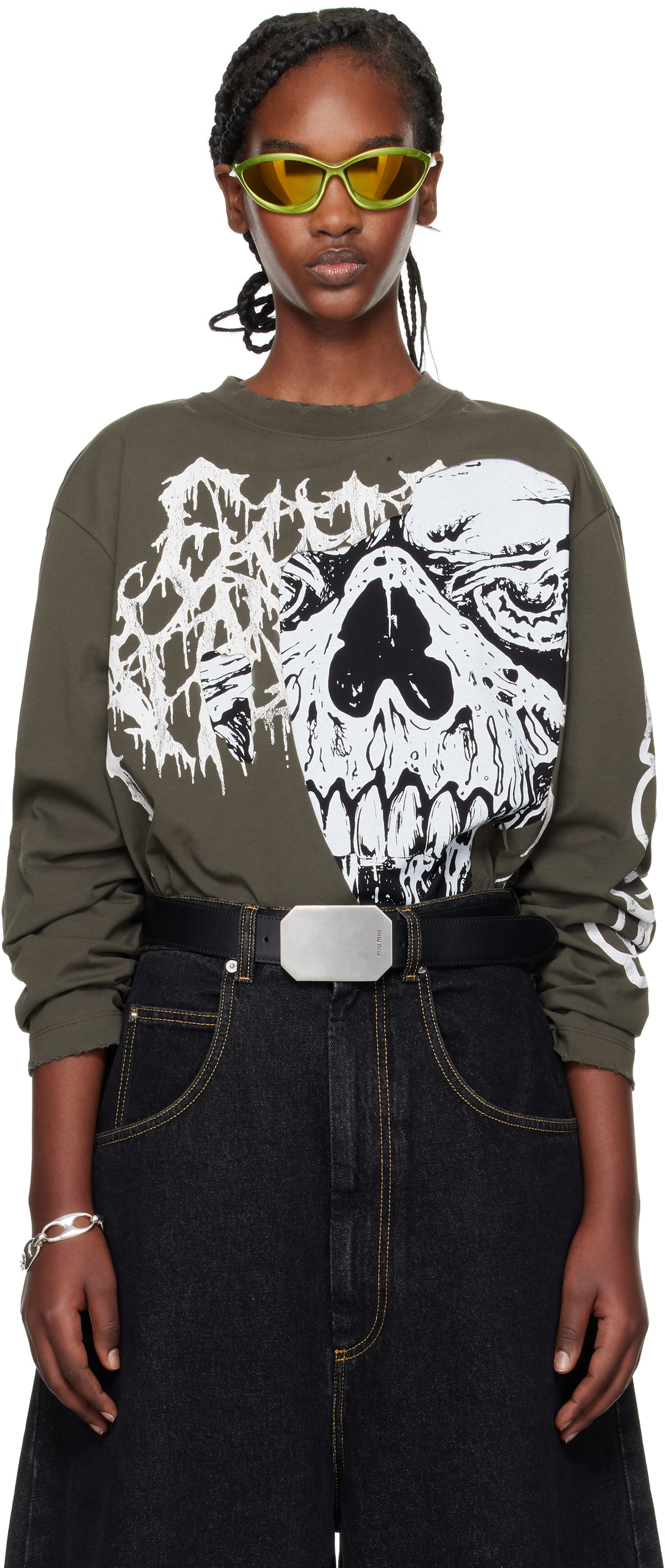 LU'U DAN Gray Long Sleeve T-shirt