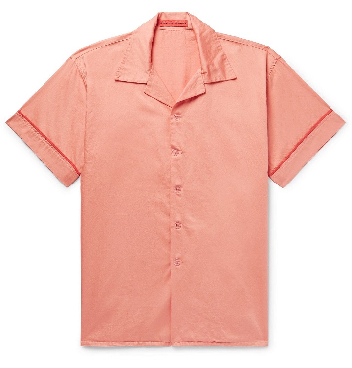 Photo: Cleverly Laundry - Piped Garment-Dyed Washed-Cotton Pyjama Shirt - Pink
