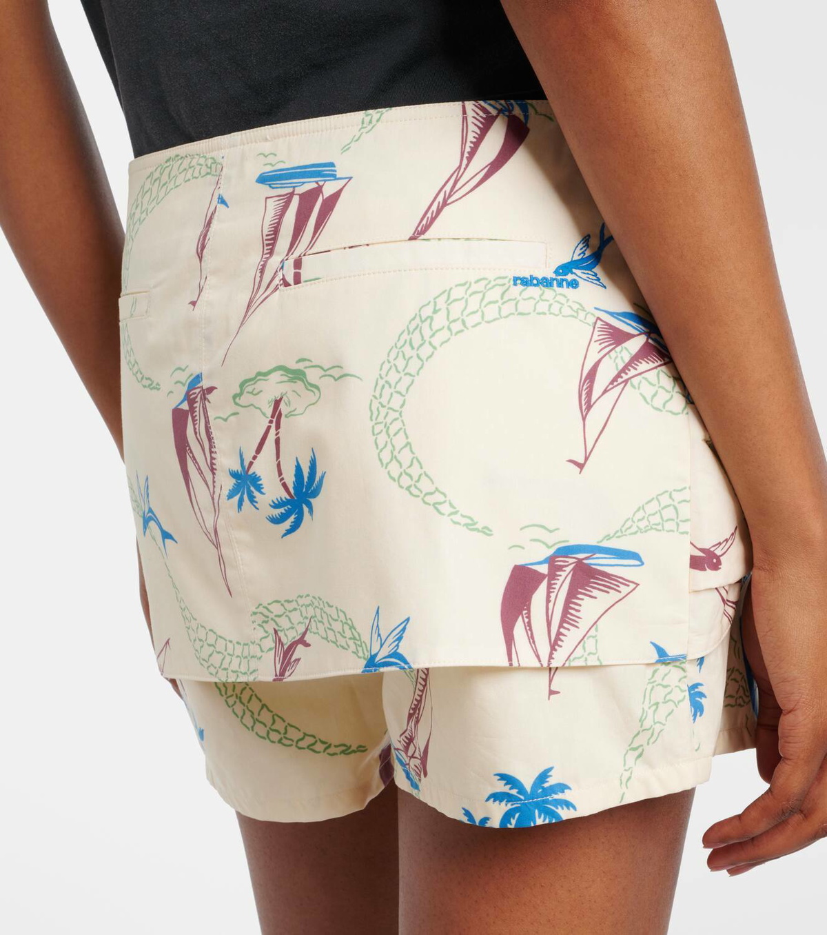 Rabanne Layered printed cotton shorts