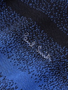 Paul Smith - Logo-Embroidered Striped Cotton and Modal-Blend Piqué T-Shirt - Blue