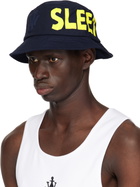 JW Anderson Navy 'Real Sleep' Slogan Bucket Hat
