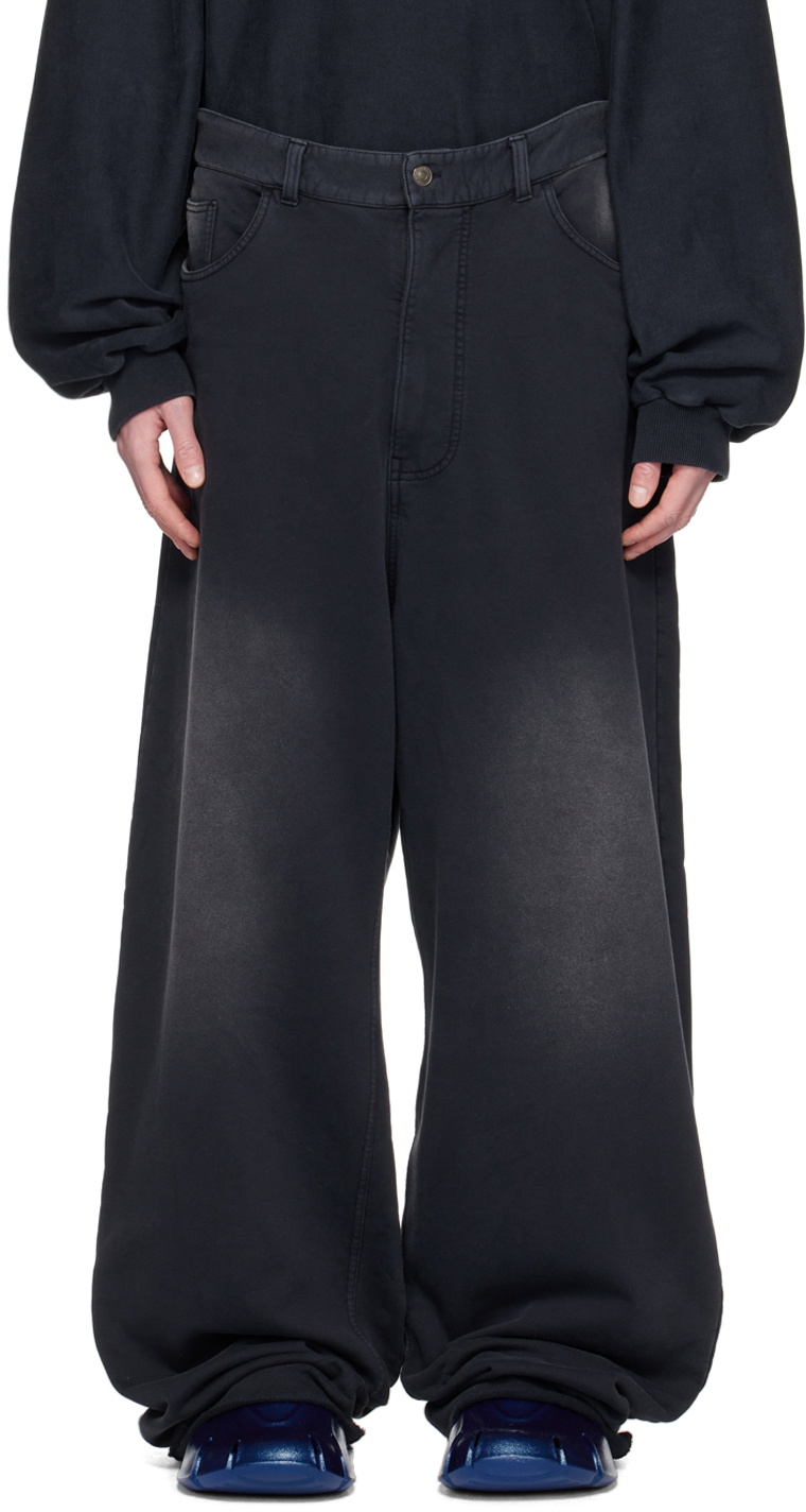 BAGGY PANTS WITH BELT - Black