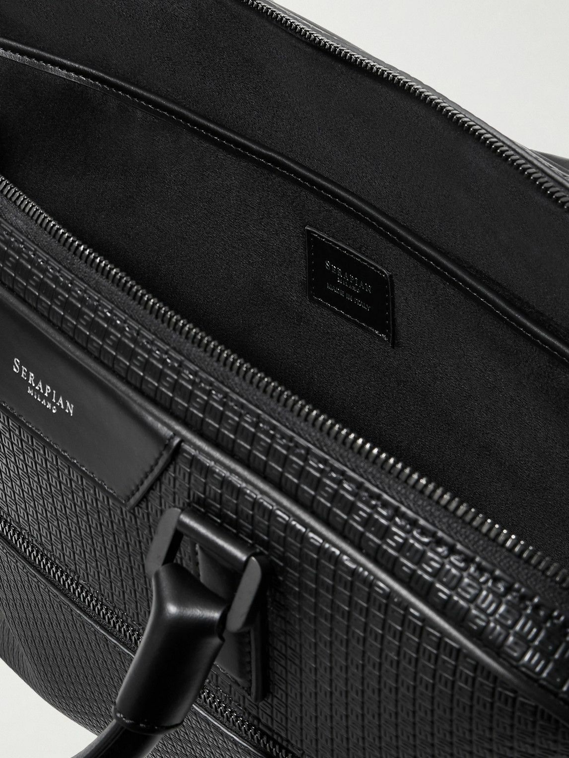 Serapian - Leather-Trimmed Logo-Embossed Stepan Coated-Canvas Briefcase