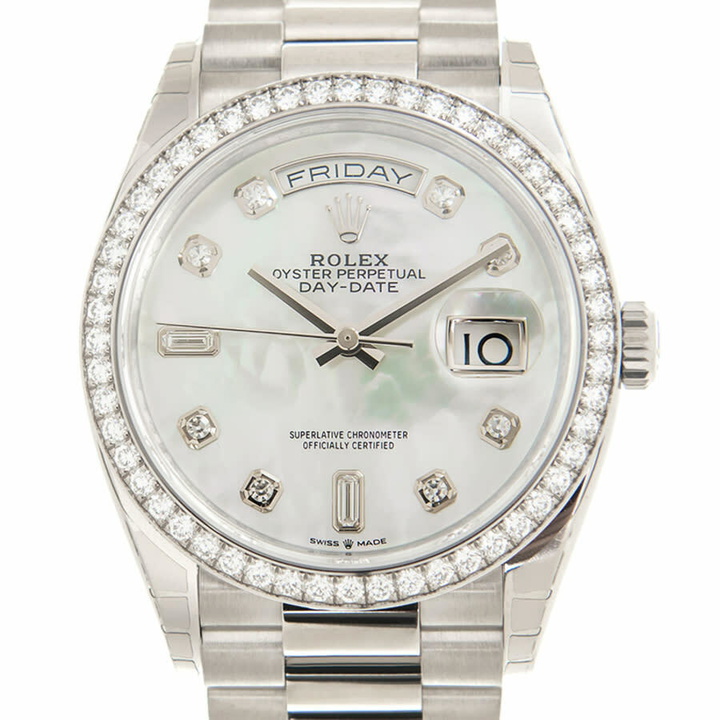 Photo: Rolex Day-Date 36 Mother of Pearl Diamond Dial 18kt White Gold President Watch 128349MDP