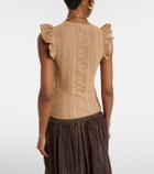 Zimmermann Aster ruffled pointelle lamé top