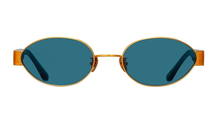 Photo: Linda Farrow Sadie - Yellow Gold / Aqua Sunglasses