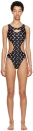 Marine Serre Black Printed One-Piece Swimsuit