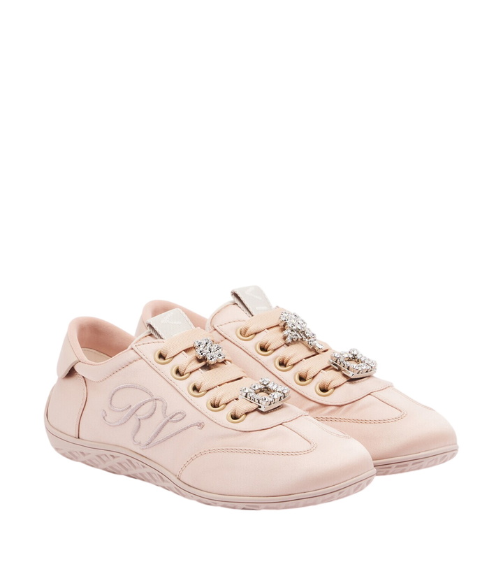 Photo: Roger Vivier Viv Low leather-trimmed satin sneakers