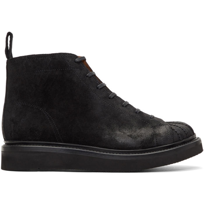 Photo: Grenson Black Suede Mickey Lace-Up Boots