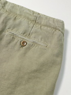 Loro Piana - Straight-Leg Cotton and Linen-Blend Drawstring Bermuda Shorts - Green