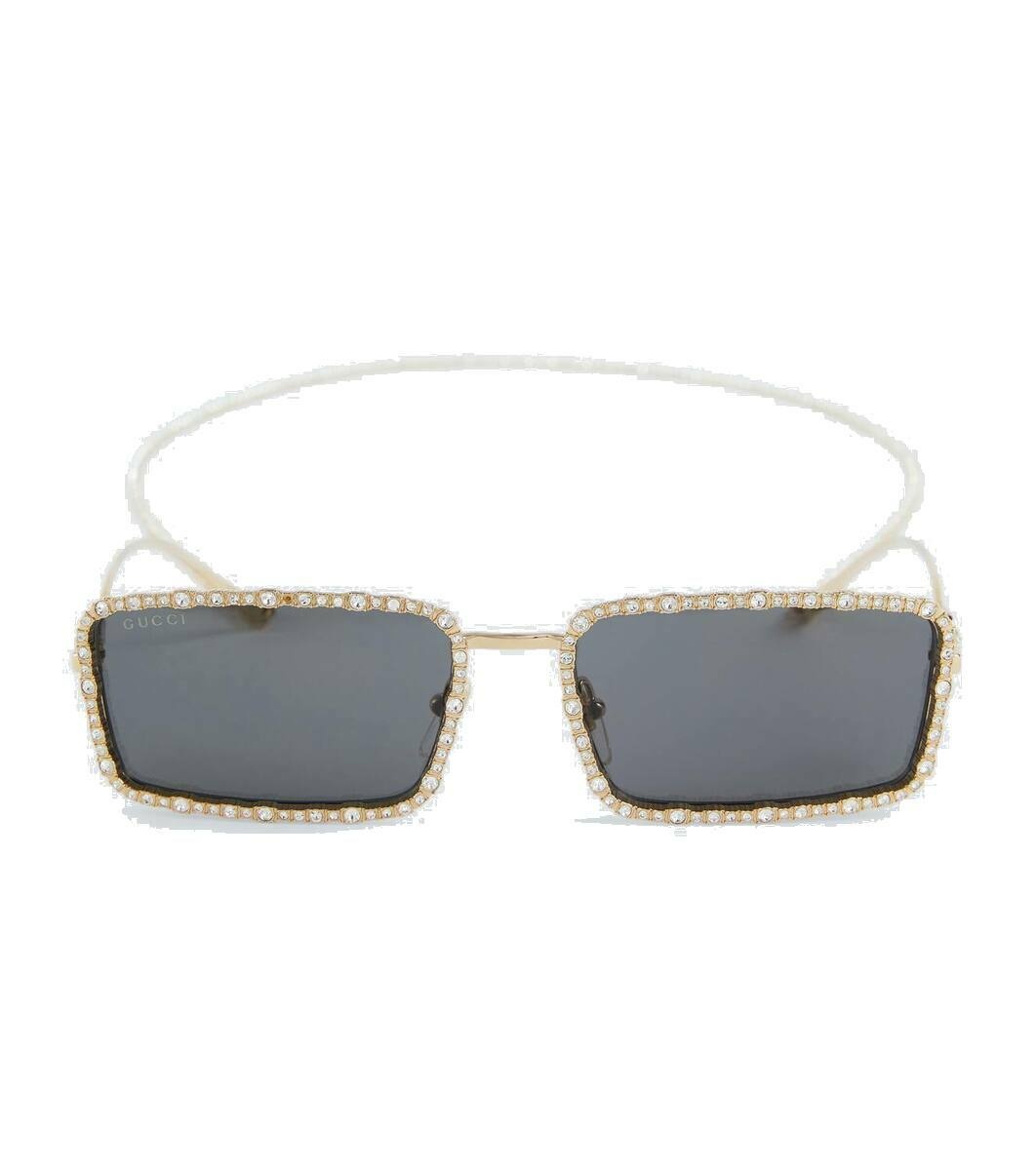 Photo: Gucci Embellished rectangular sunglasses
