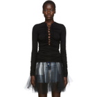 Unravel Black Front Lace-Up Long Sleeve T-Shirt