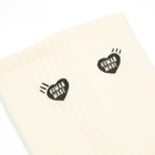 Human Made Men's Heart Logo Pile Socks in White