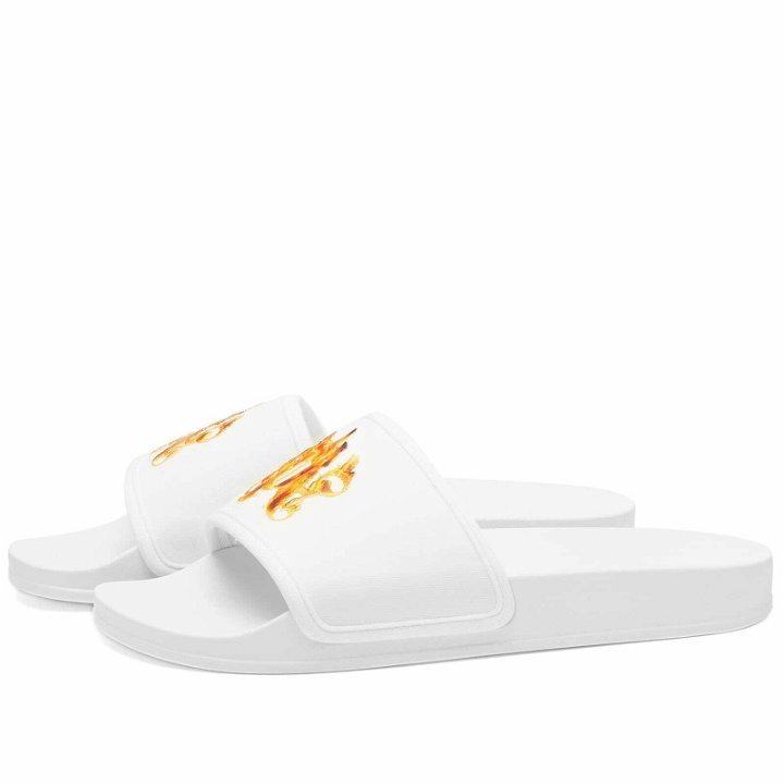 Photo: Palm Angels Men's Flame Pool Slider in White