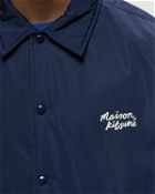 Maison Kitsune Coach Jacket In Nylon With Logo Handwriting Print Blue - Mens - Windbreaker