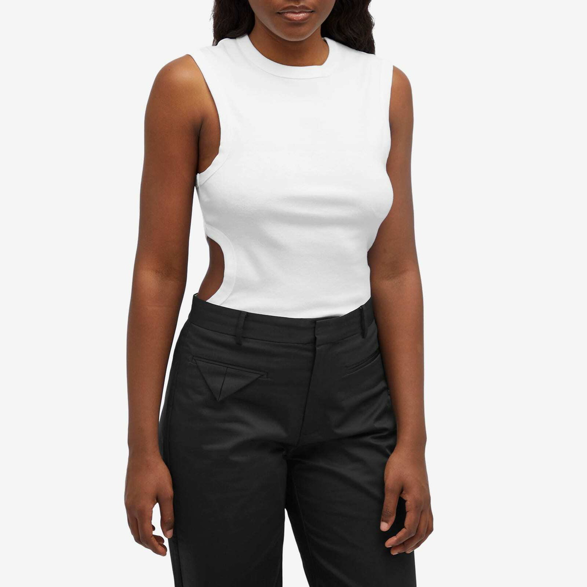 ST. Agni Women's Organic Cotton Cut Out Tank Top in White