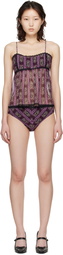 Anna Sui Purple Cameo Stripe Print Sun Suit Bikini