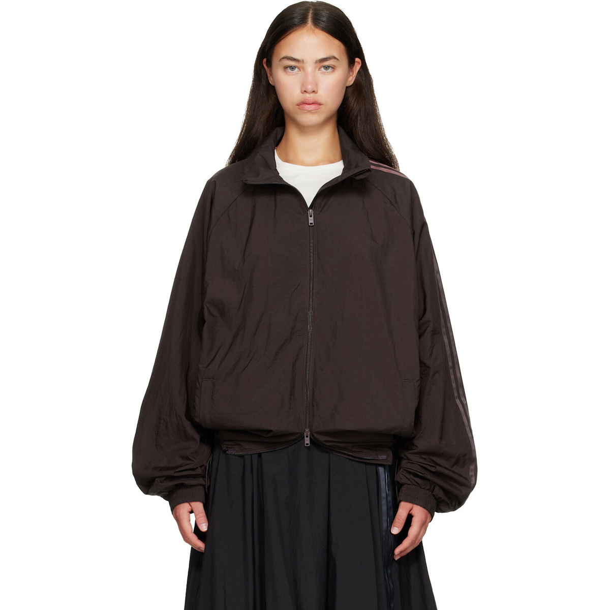 Y-3 Burgundy Gradient 3-Stripes Nylon Track Jacket