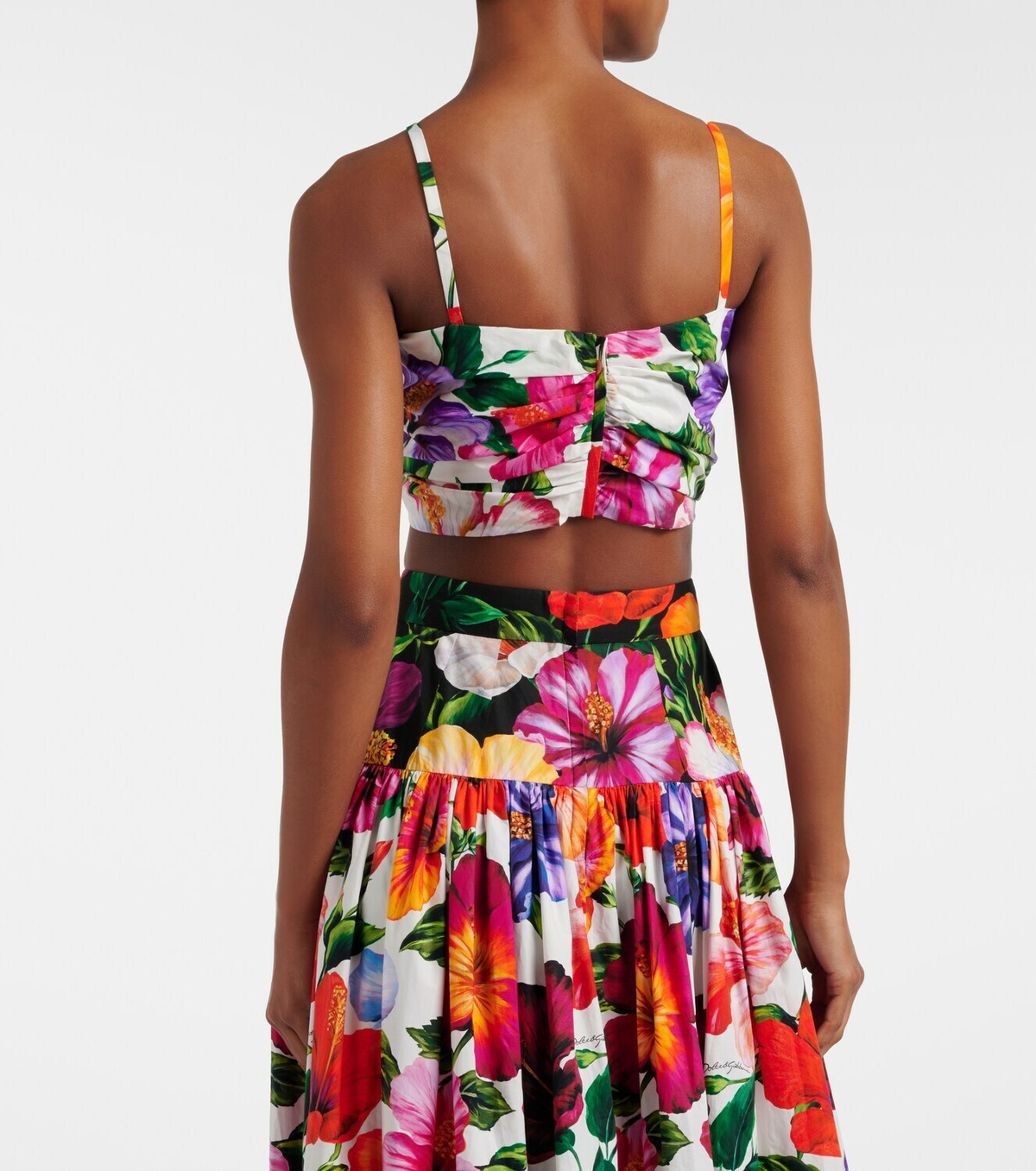 Dolce&Gabbana Bow-detail floral cotton bra top