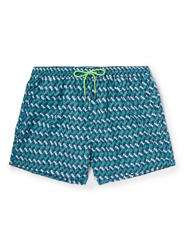 Photo: Paul Smith - Straight-Leg Mid-Length Printed Recycled Swim Shorts - Blue