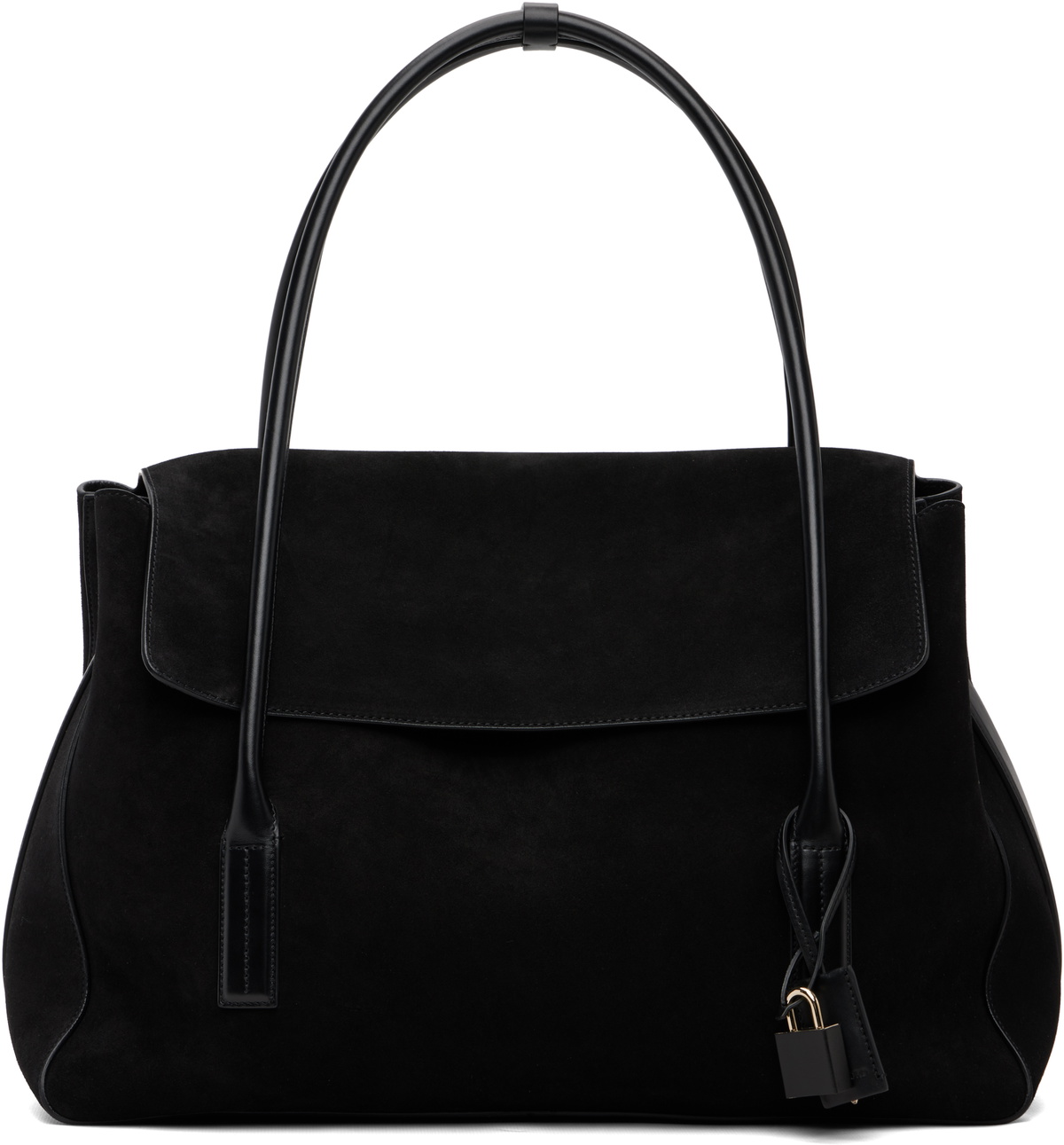 TOM FORD Black Suede Leather Eclipse Large Shoulder Bag