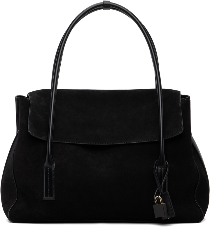 Photo: TOM FORD Black Suede Leather Eclipse Large Shoulder Bag