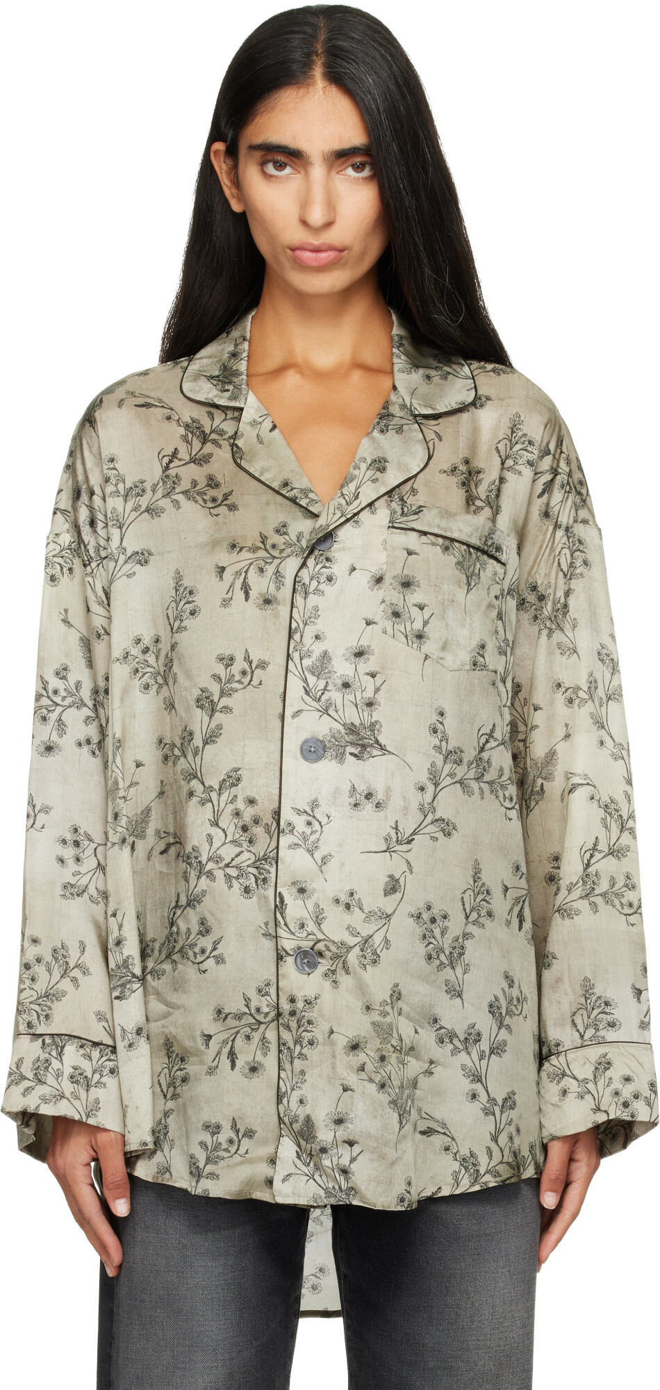 R13 Green Drop Neck PJ Shirt