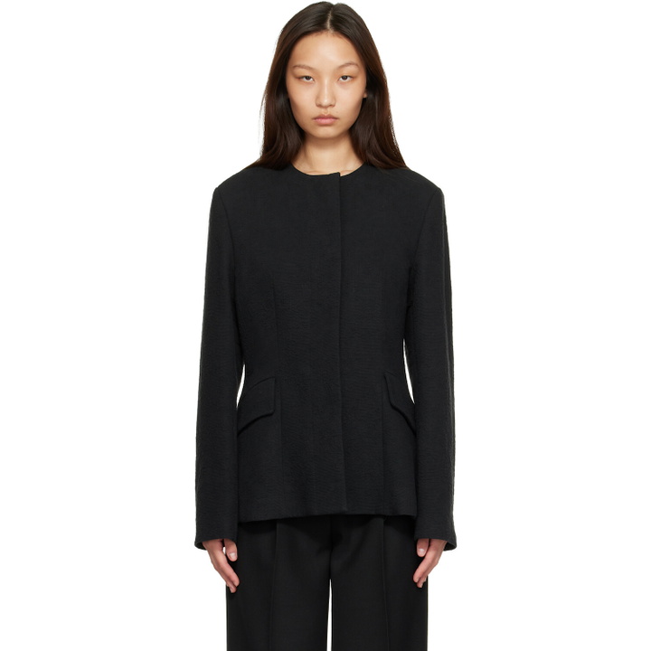 Photo: TOTEME Black Jacquard Cotton Blazer