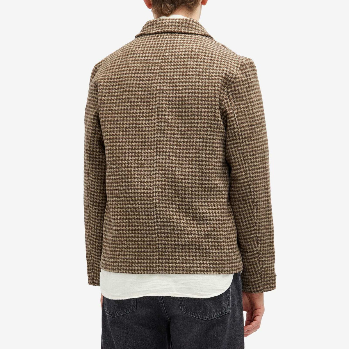 Oliver Spencer Men's Lambeth Field Jacket in Beige Houndstooth
