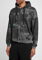 Aape Graffiti Hooded Cotton-blend Sweatshirt Black