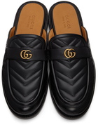 Gucci Black Matelassé Marmont Loafers