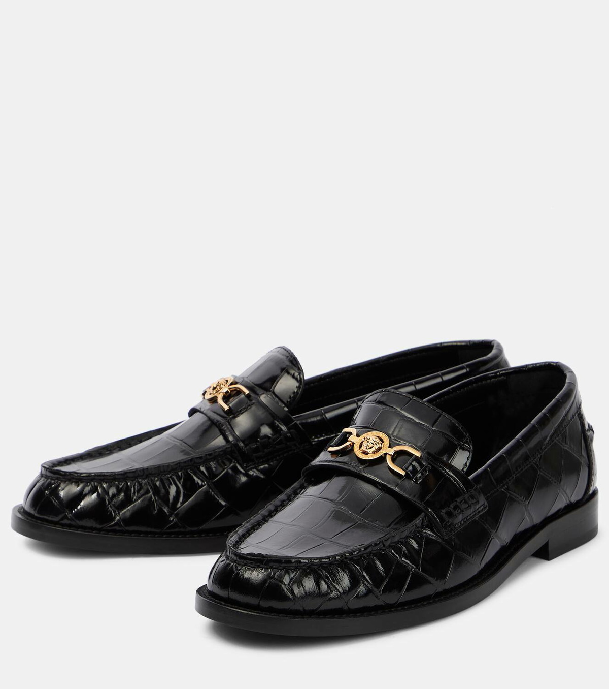 ローファー・オックスフォード VERSACE 10141001A13309 Closed Medusa '95 leather wedge Medusa '95 Loafers Black,Gold | VERSACE US