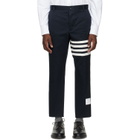 Thom Browne Navy Cotton Twill 4-Bar Unconstructed Trousers