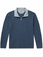 Brunello Cucinelli - Cotton-Blend Jersey Half-Zip Sweatshirt - Blue