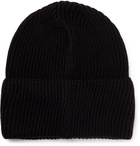 Versace - Logo-Embroidered Ribbed Wool Beanie - Black