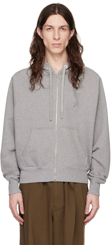 Photo: AMI Paris Gray Ami De Cœur Hoodie