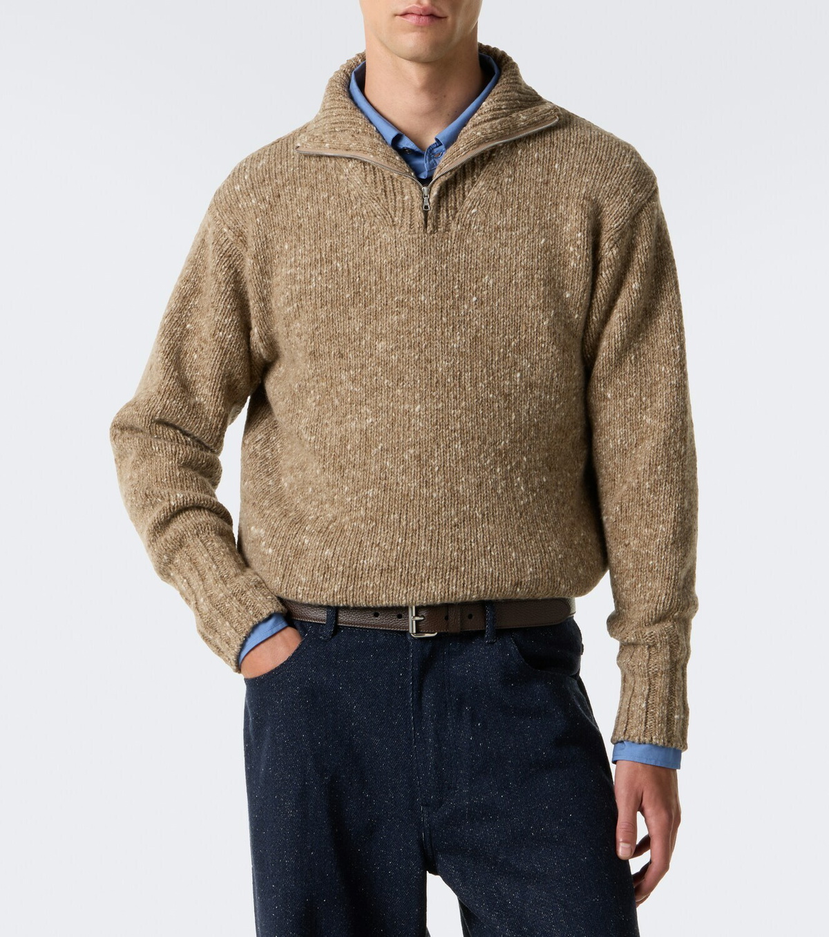 Auralee Wool half-zip sweater