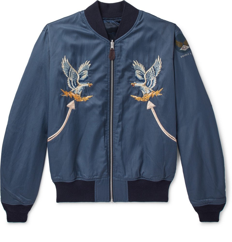 Embroidered satin bomber jacket