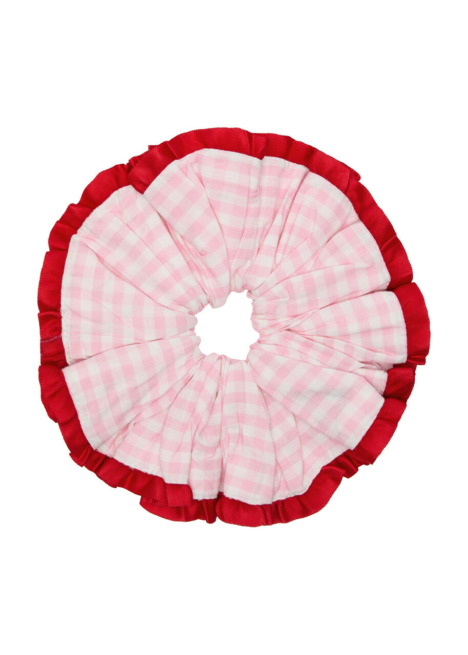 Damson Madder Gingham Cotton Scrunchie - Pink - One Size