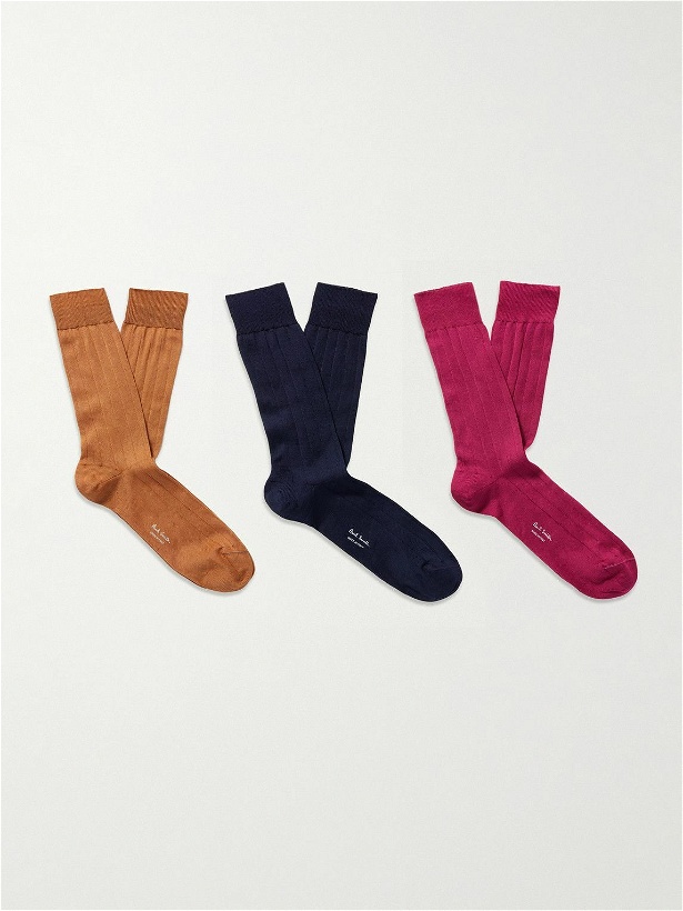 Photo: Paul Smith - Three-Pack Ribbed Cotton-Blend Socks