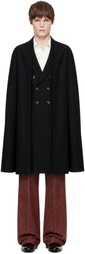 Dries Van Noten Black Wool Twill Coat