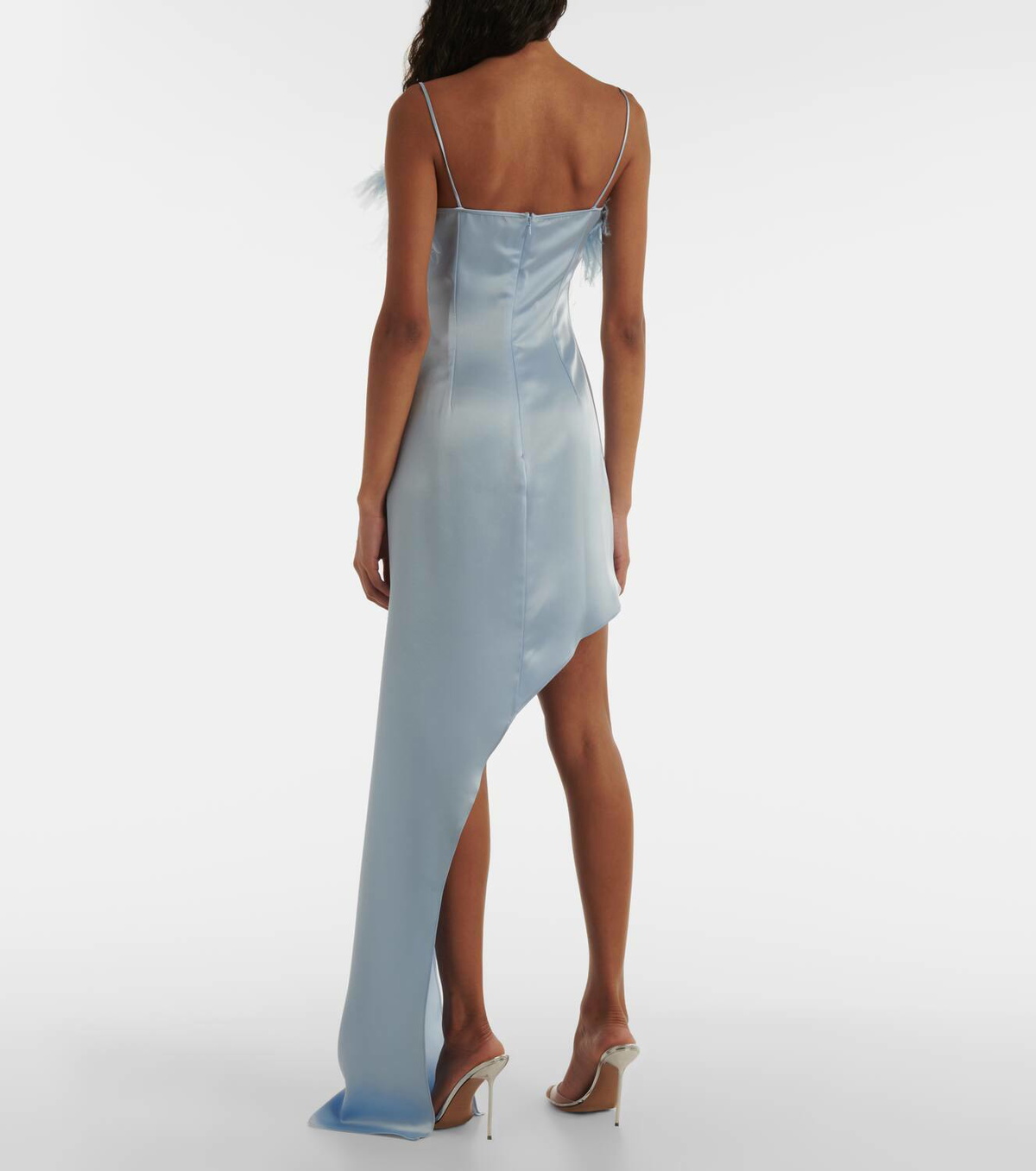 asymmetric satin midi dress Sansa Coral Asymmetric Satin Midi Dress  Get That Trend