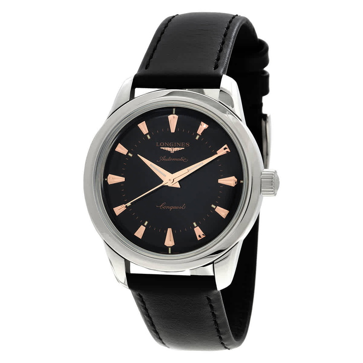 Photo: Longines Heritage Automatic Black Dial Unisex Watch L1.649.4.52.2