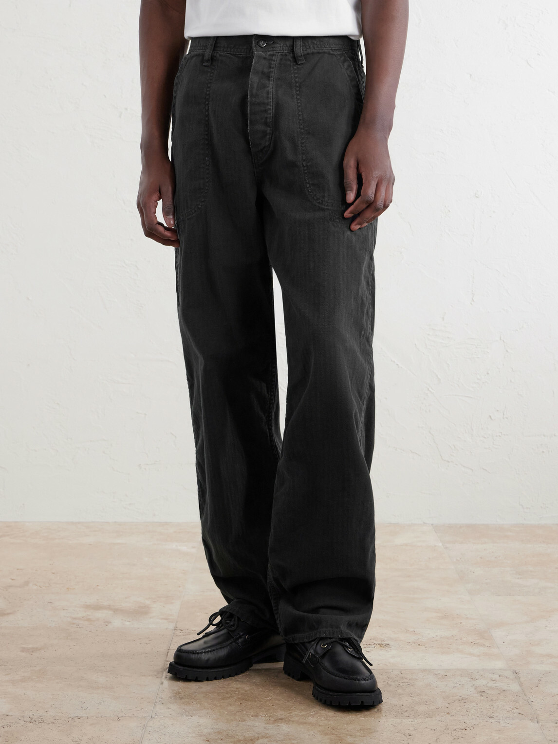 FULLCOUNT - USN Seamen’s Straight-Leg Herringbone Trousers - Black