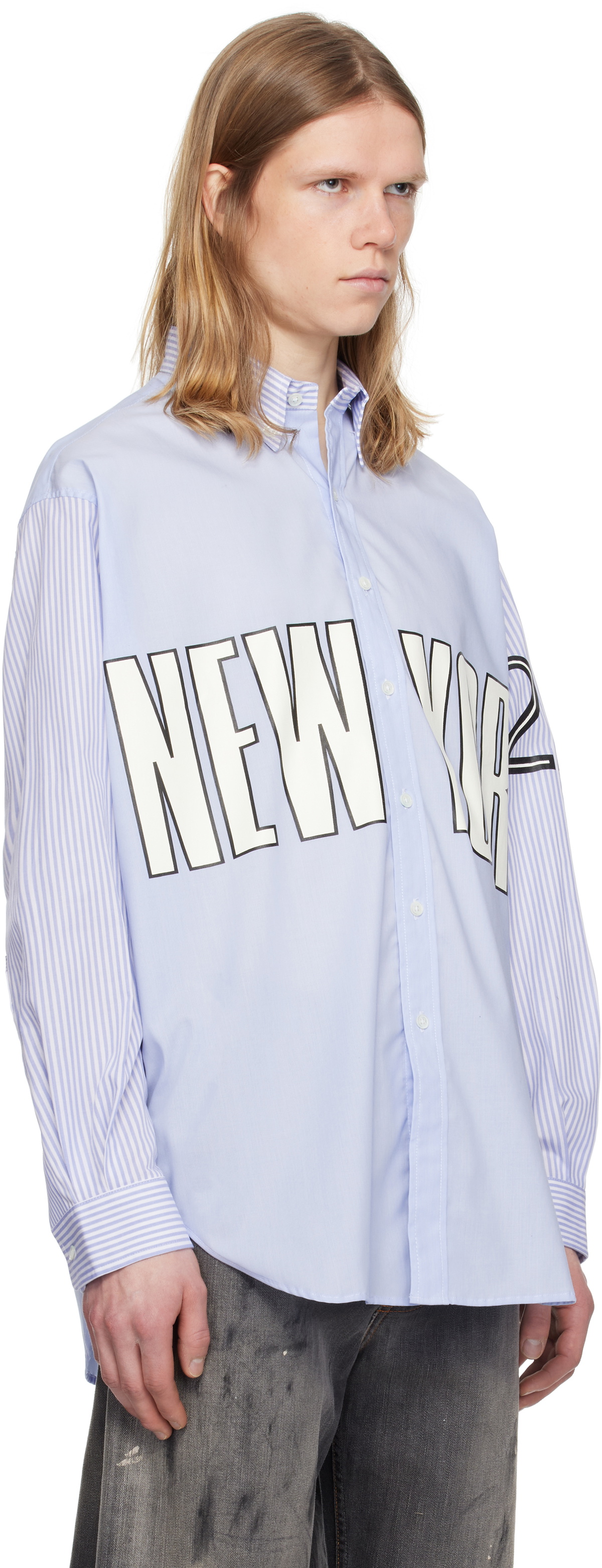 VAQUERA Blue Slouchy Button Down Shirt