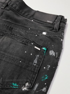 AMIRI - Paint-Splattered Distressed Denim Shorts - Black
