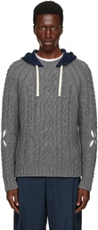 Stefan Cooke Gray Hooded Cable Sweater