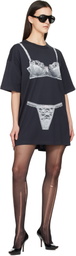 VAQUERA Black Trompe L'Oeil Tall Tee Minidress