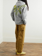 Loewe - Anagram Flowers Embroidered Cotton-Jersey Hoodie - Gray