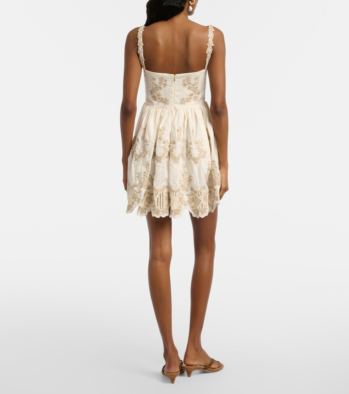 Agua by Agua Bendita Mielero embroidered linen minidress